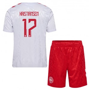 Fotbalové Dres Dánsko Victor Kristiansen #17 Dětské Venkovní Oblečení ME 2024 Krátký Rukáv (+ trenýrky)
